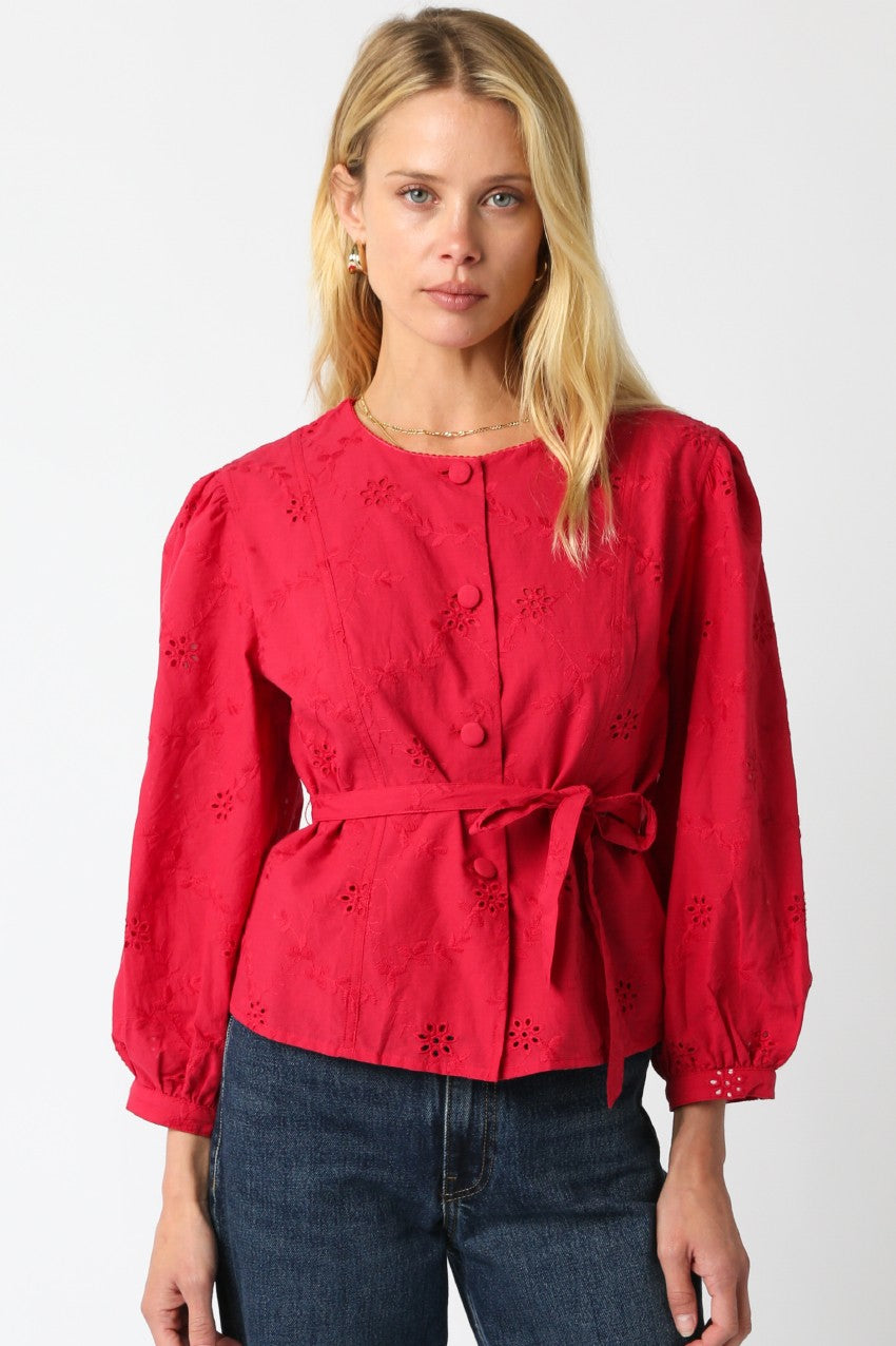 Red Eyelet Blouse