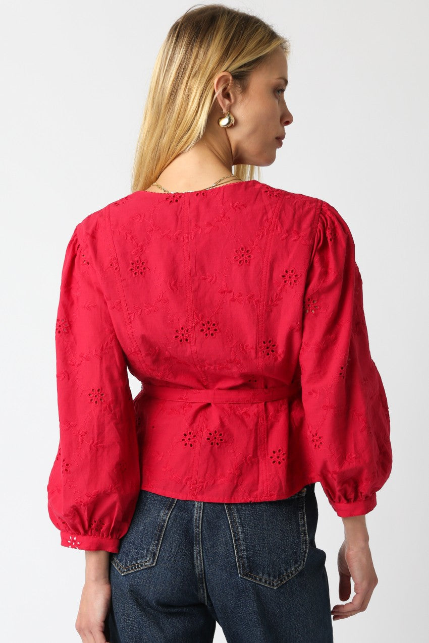 Red Eyelet Blouse
