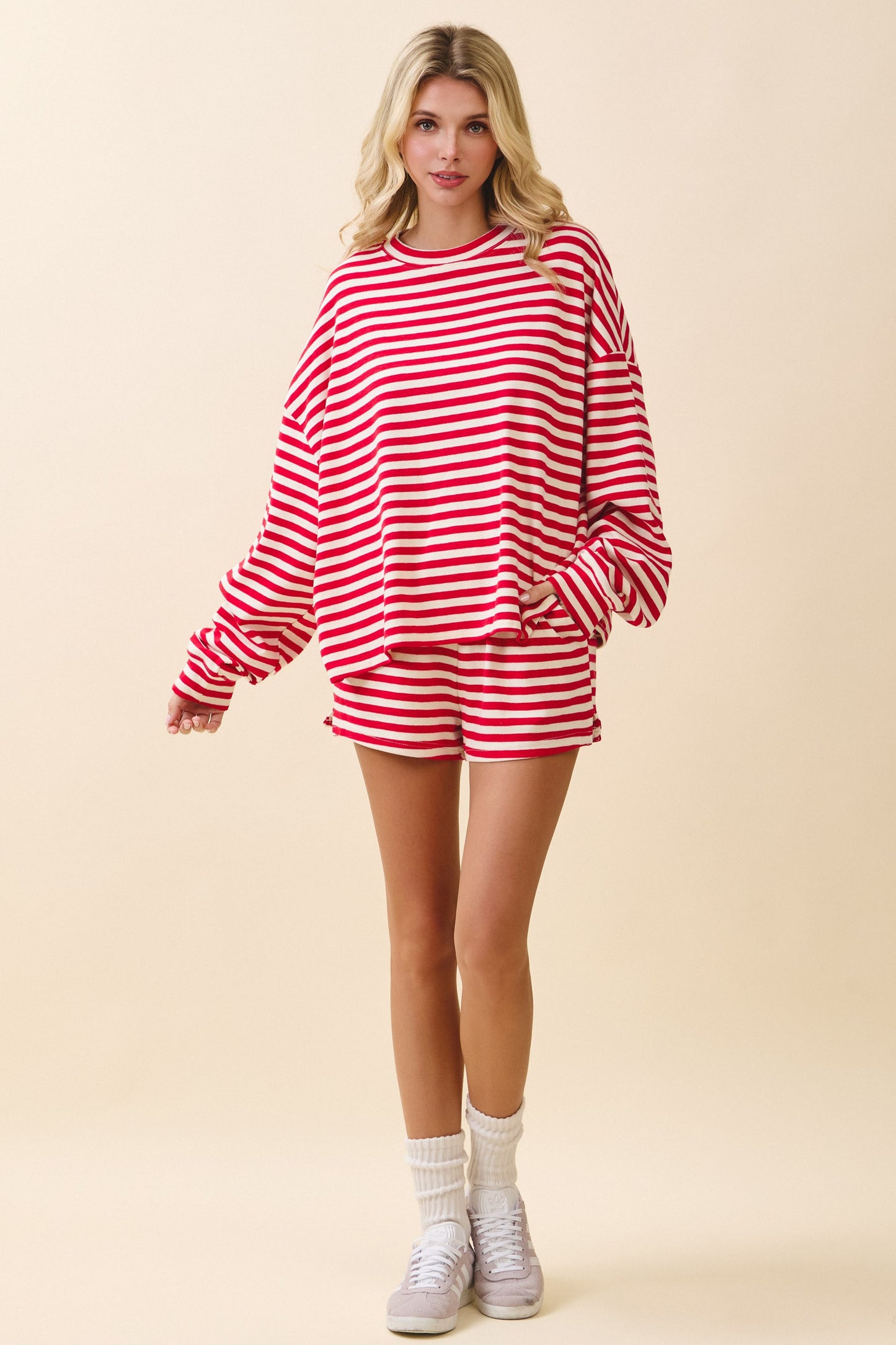 Red Stripe Pull On Shorts
