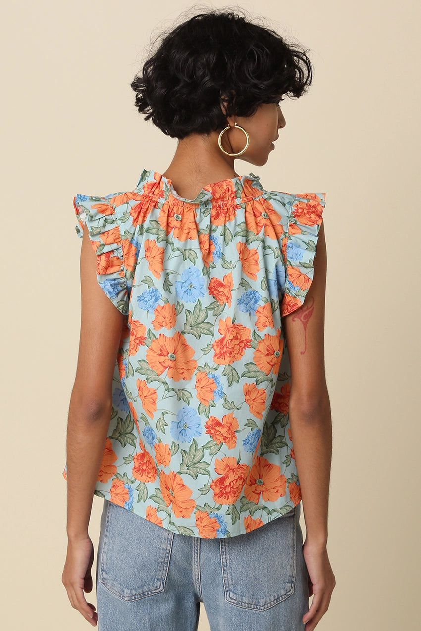 Orange Floral Blouse
