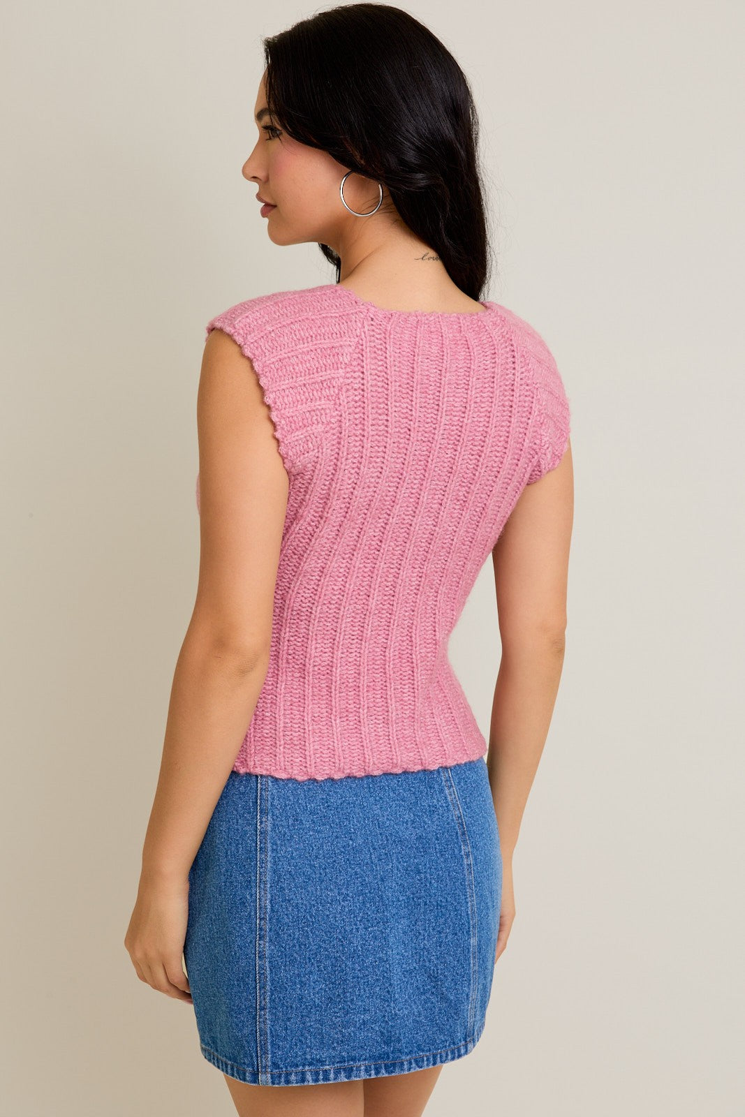 Pink Sleeveless Sweater
