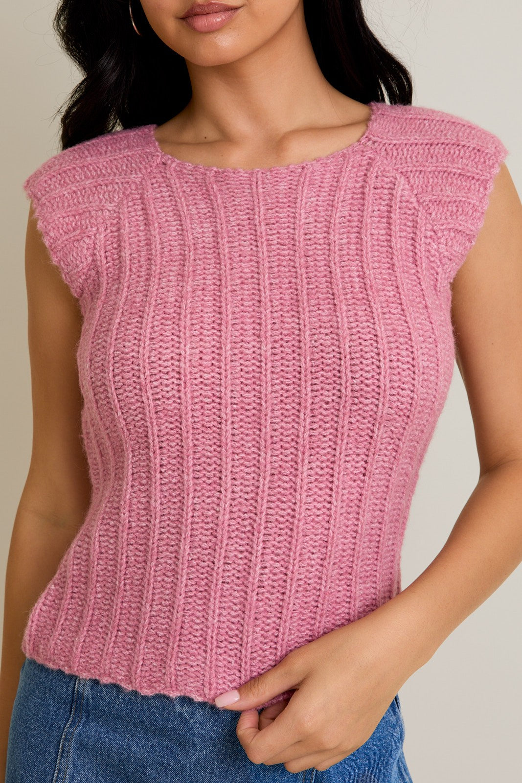 Pink Sleeveless Sweater