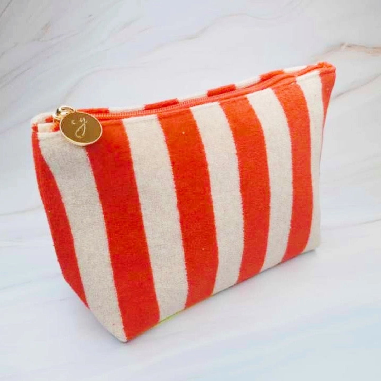 Striped Textured Makeup Bag