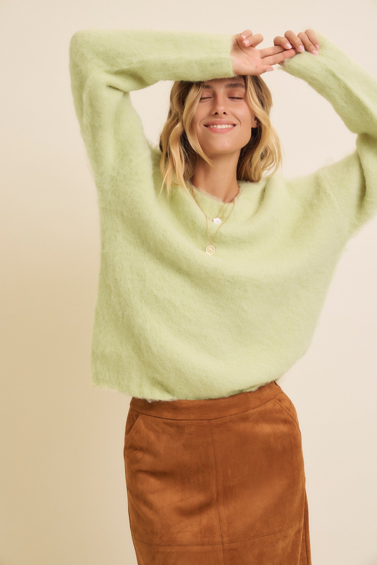 Sage Fluffy Brushed Sweater