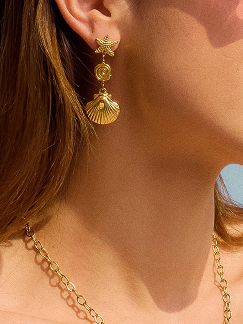 Vesta 18K Gold Non-Tarnish Summer Seashell Earring
