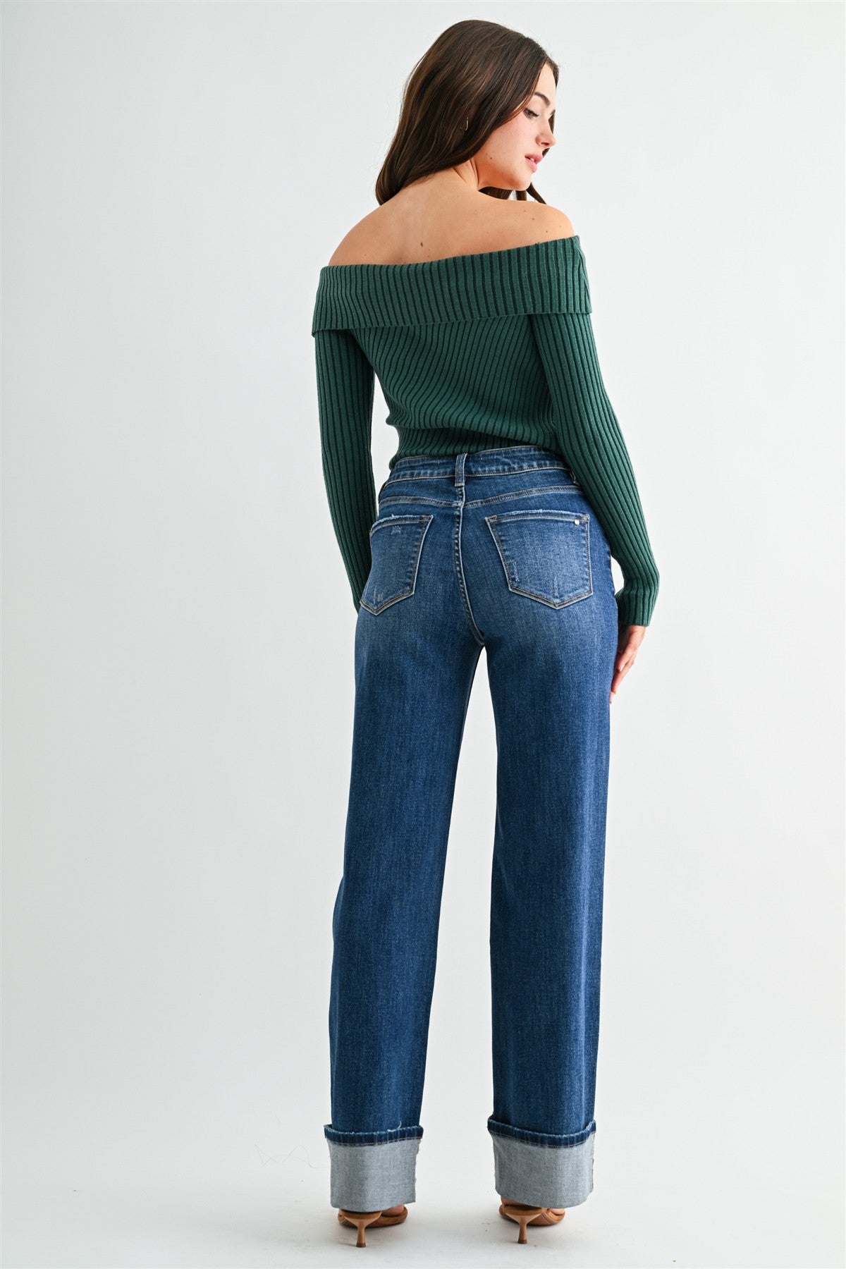 High Rise Slim Cuffed Jean