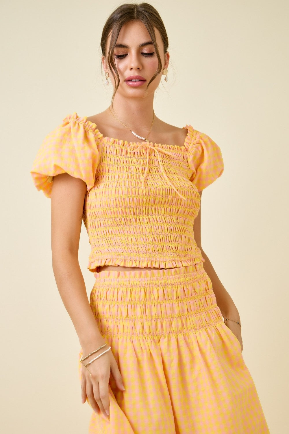 Strawberry Lemonade Gingham Skirt