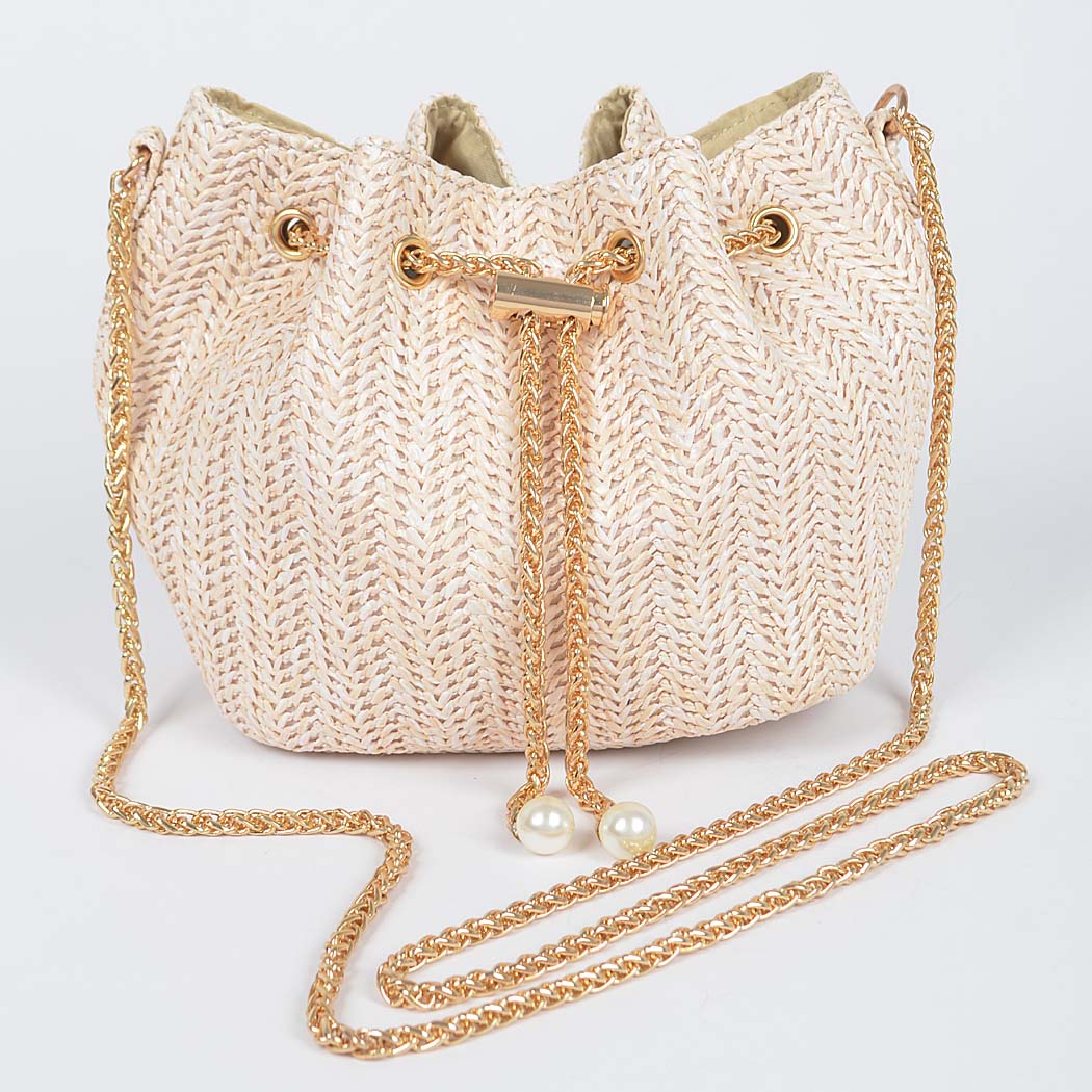 Faux Straw Bucket Bag
