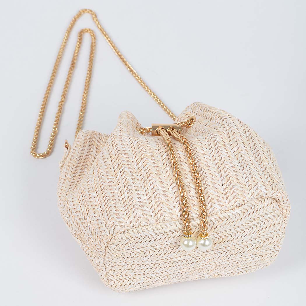 Faux Straw Bucket Bag