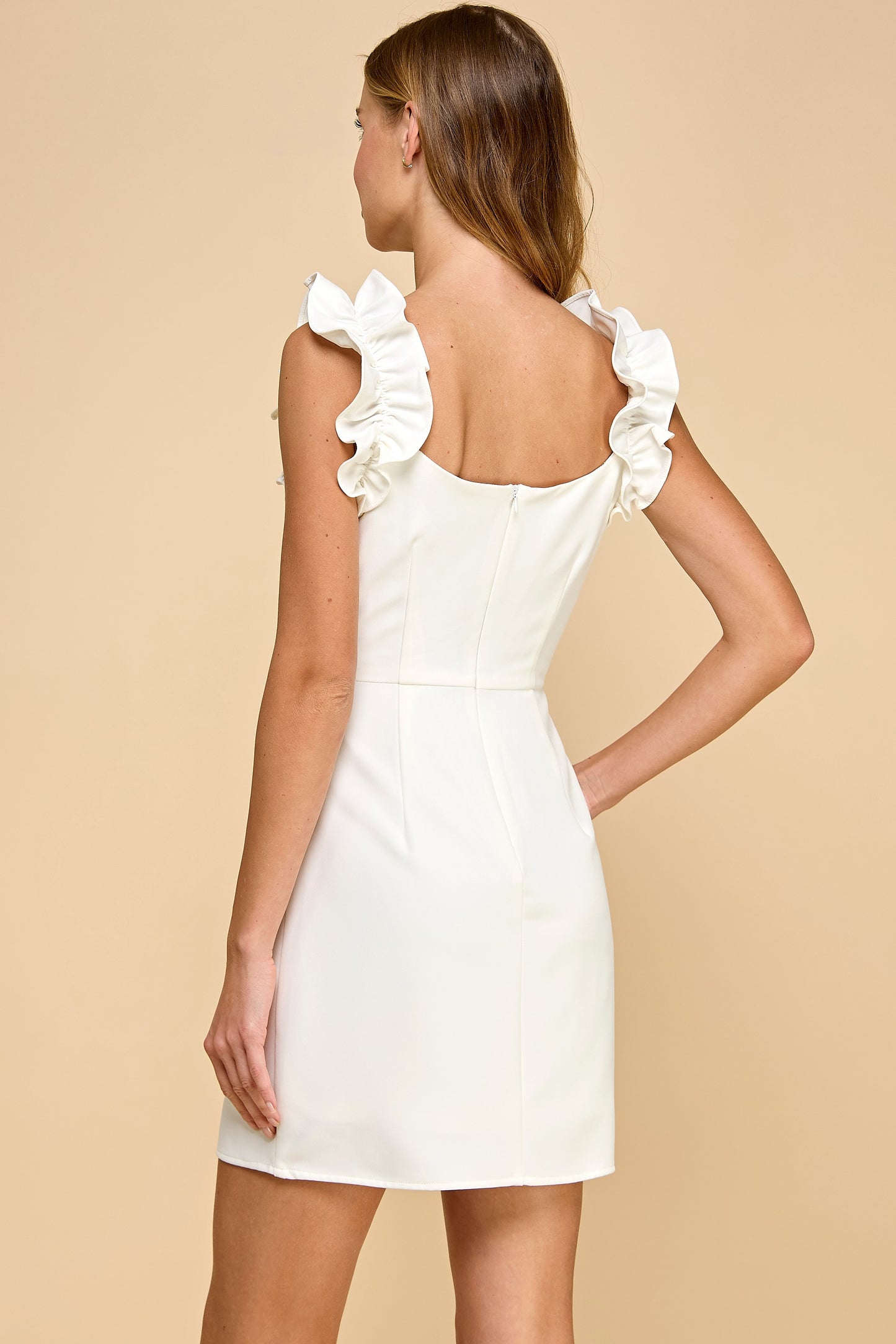 White Ruffle Strap Mini