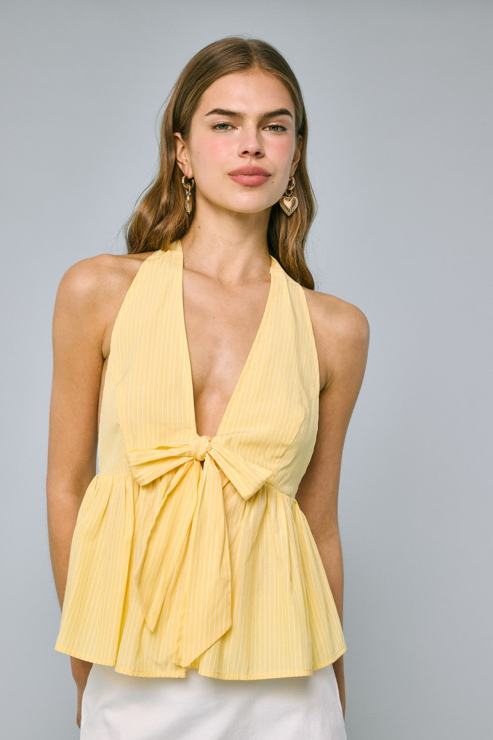 Yellow Stripe Halter Top