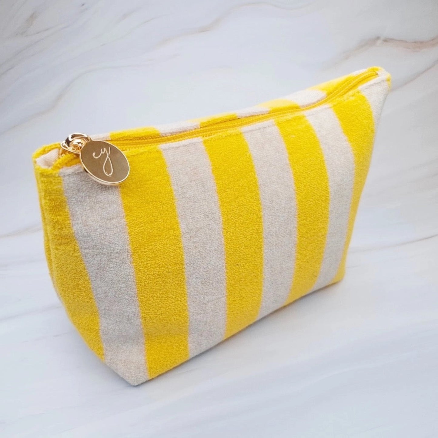 Striped Textured Makeup Bag