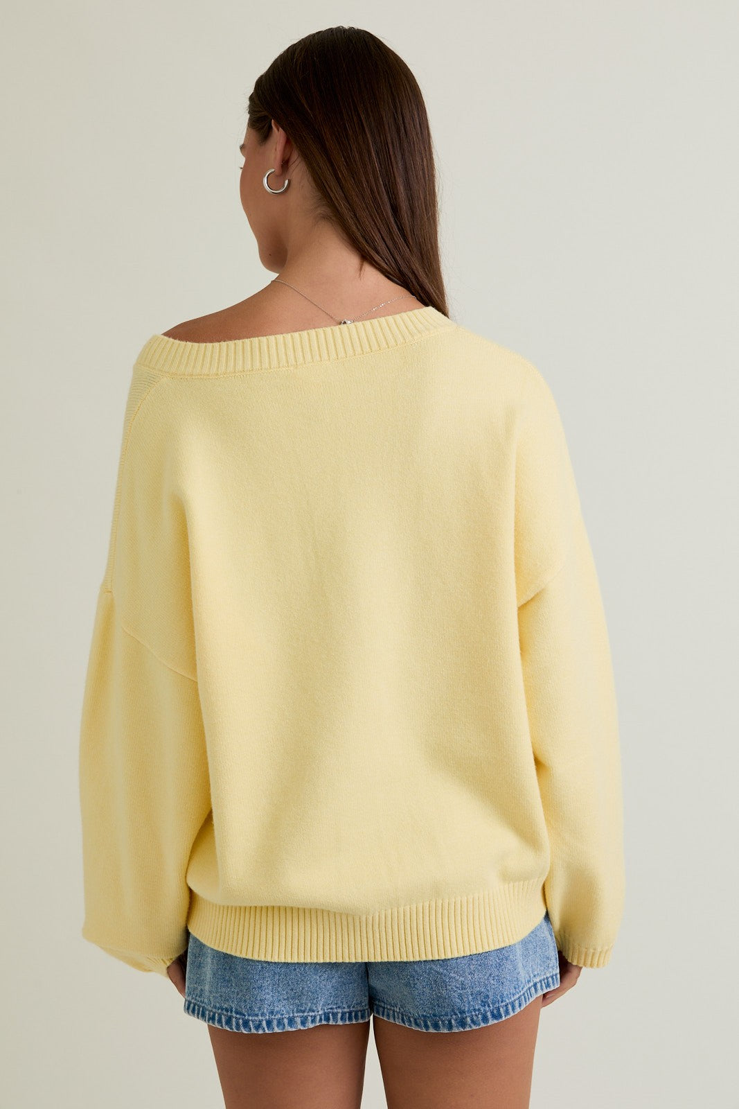 Yellow Oversized Vneck Sweater