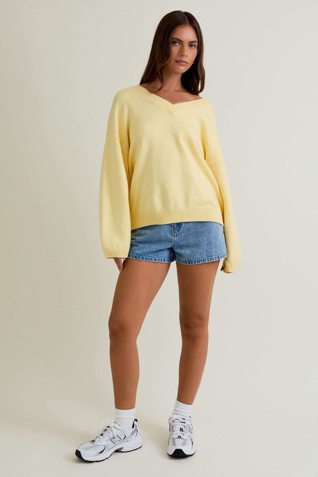 Yellow Oversized Vneck Sweater