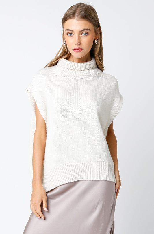 Cream Gracelyn Mock Neck Sweater