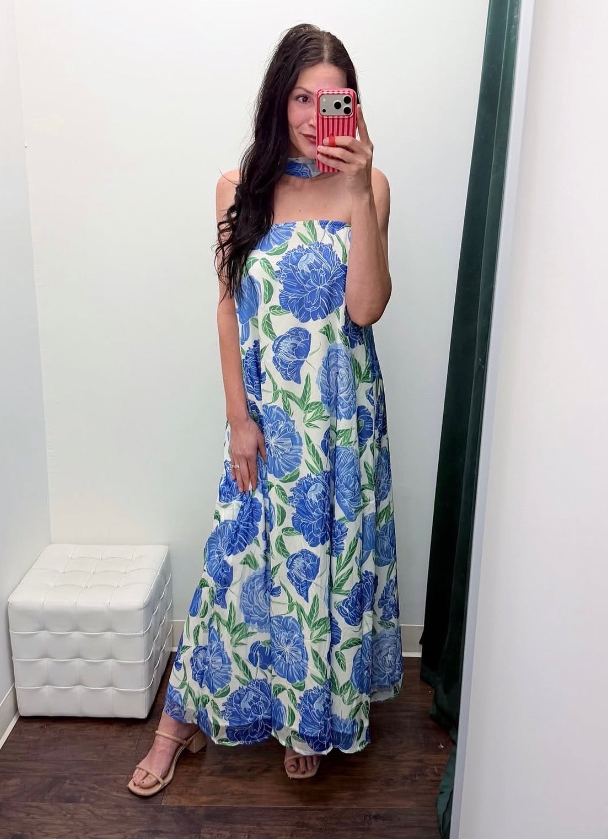 Blue Floral Scarf Dress