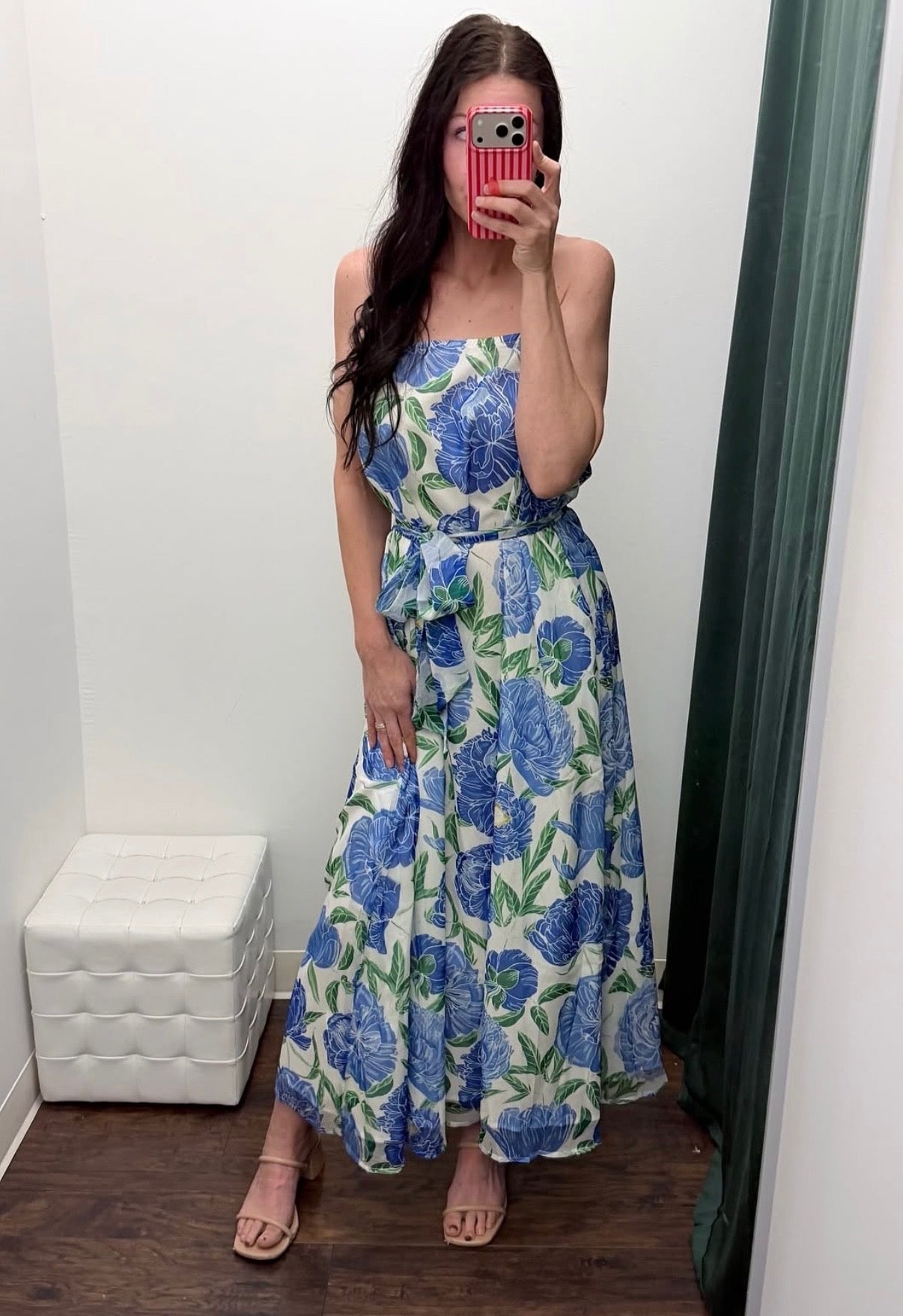 Blue Floral Scarf Dress