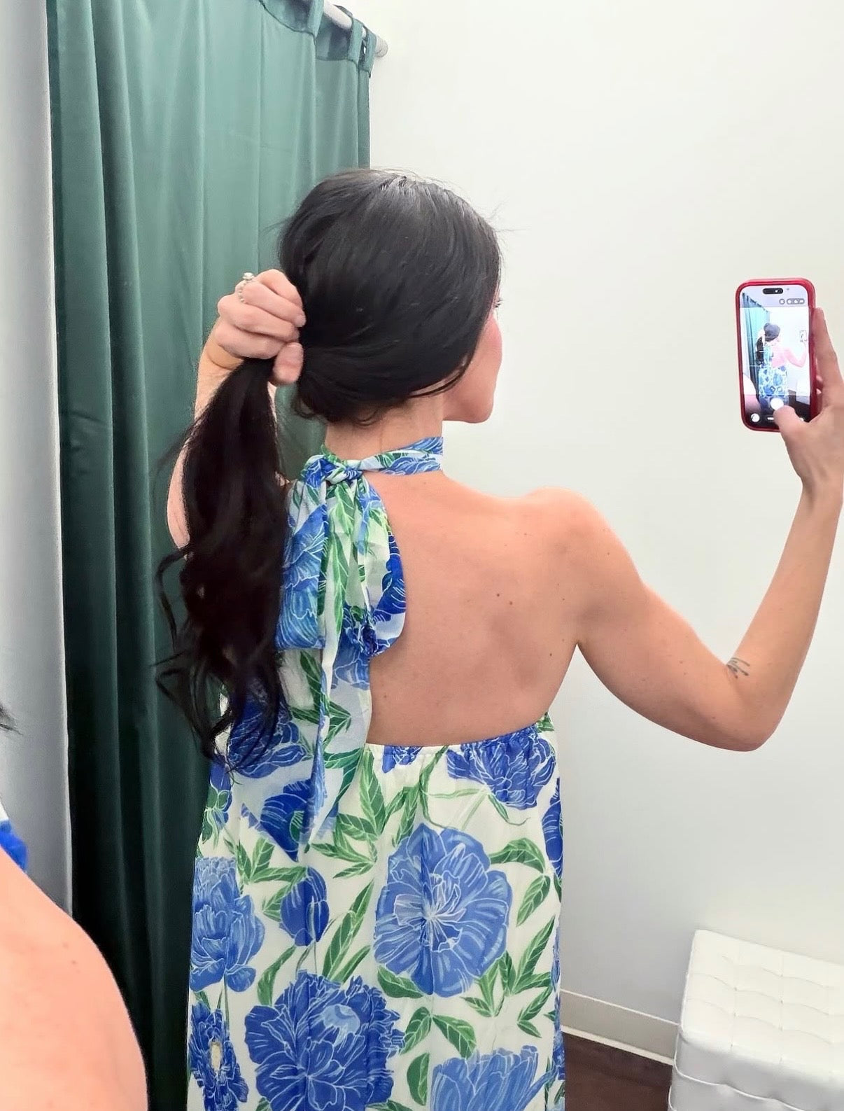 Blue Floral Scarf Dress