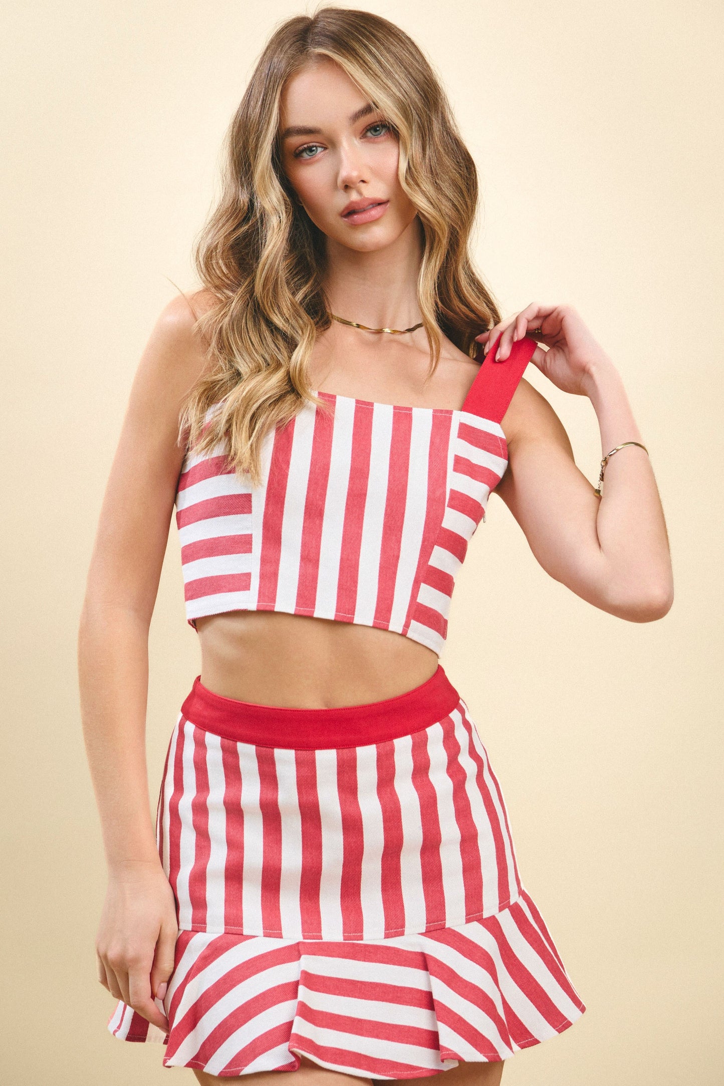 Red Stripe Crop Top