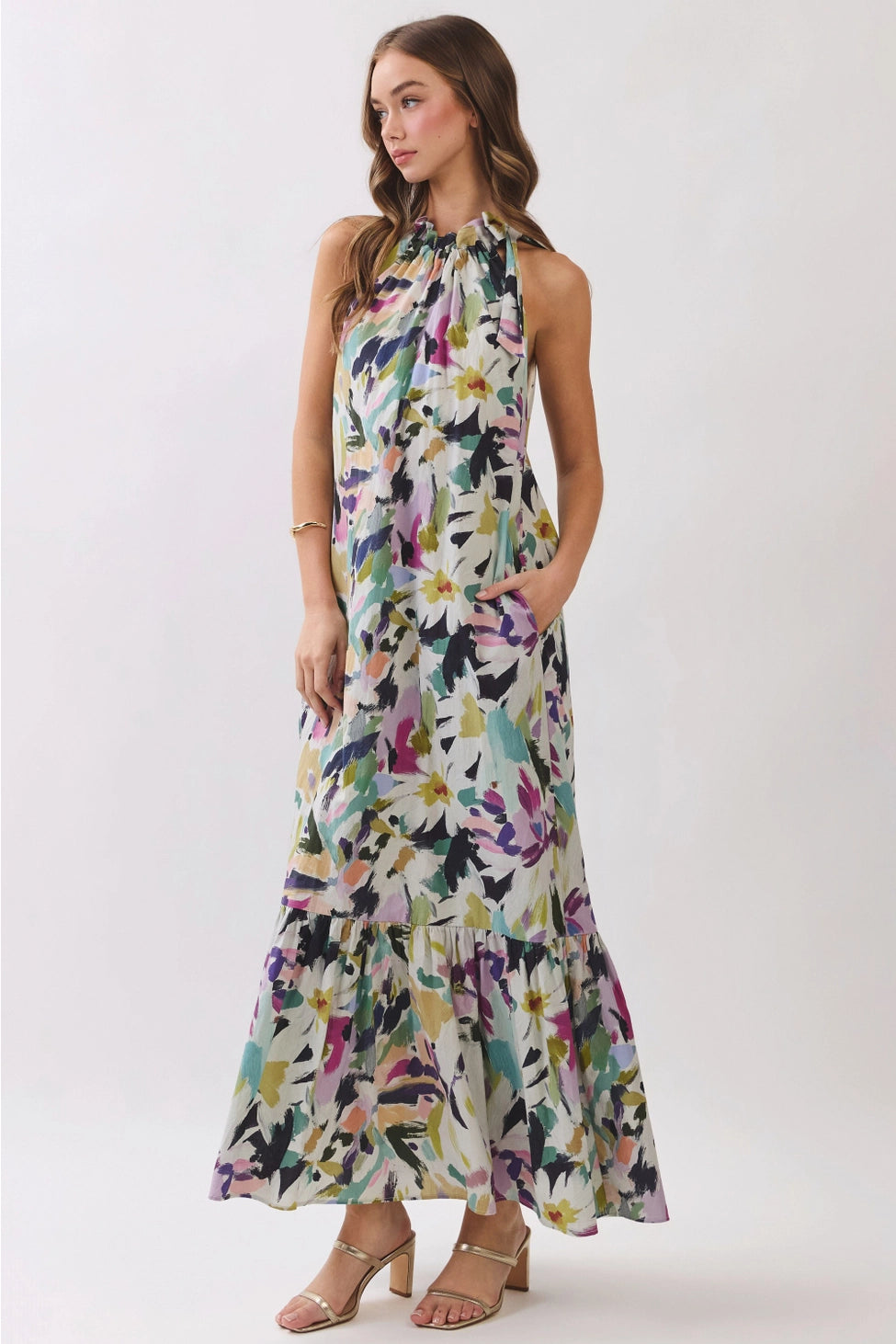 Abstract Floral Halter Maxi