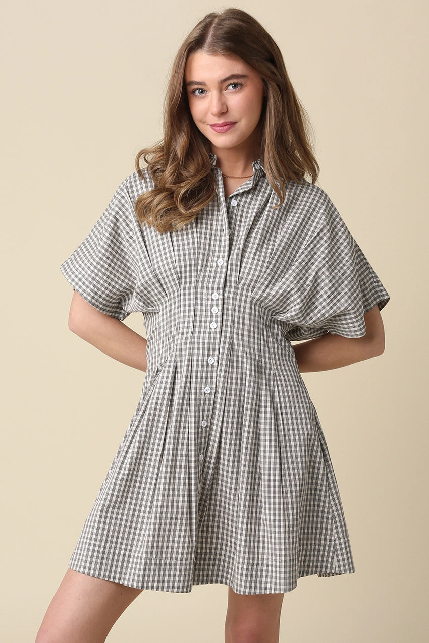Alaina Gingham Button Dress