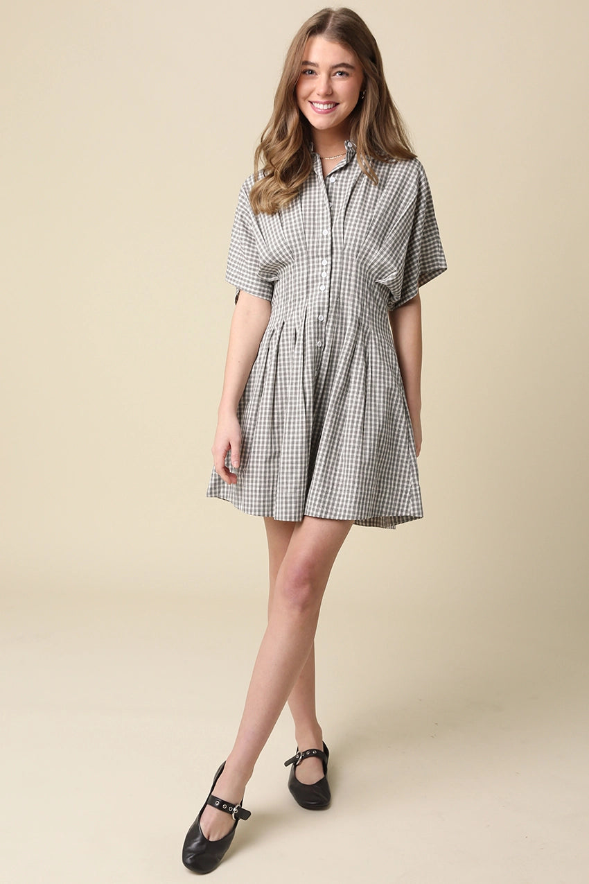 Alaina Gingham Button Dress