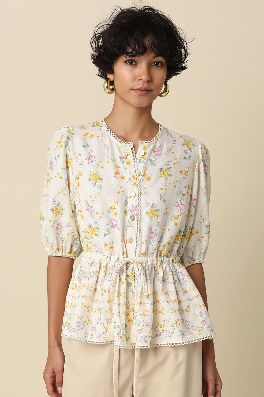 Floral Tie Waist Peplum