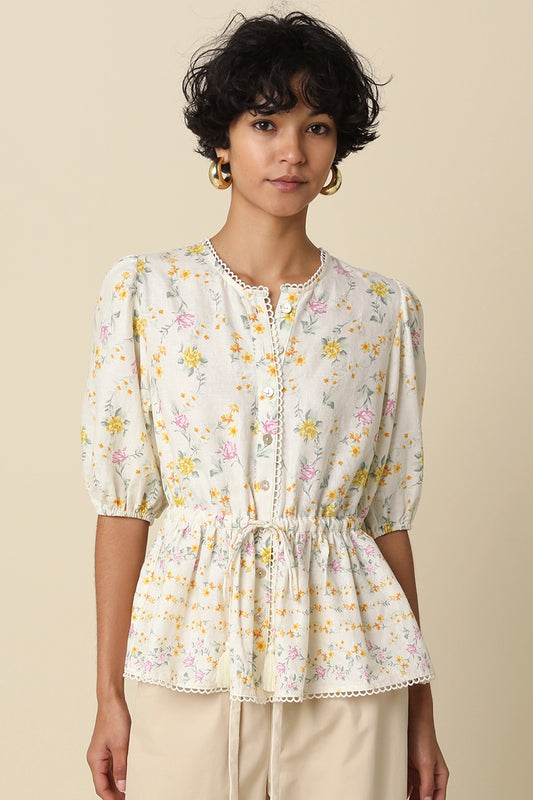Floral Tie Waist Peplum