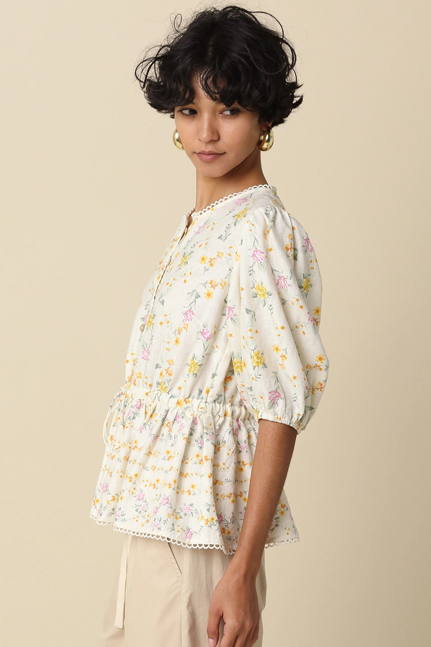Floral Tie Waist Peplum