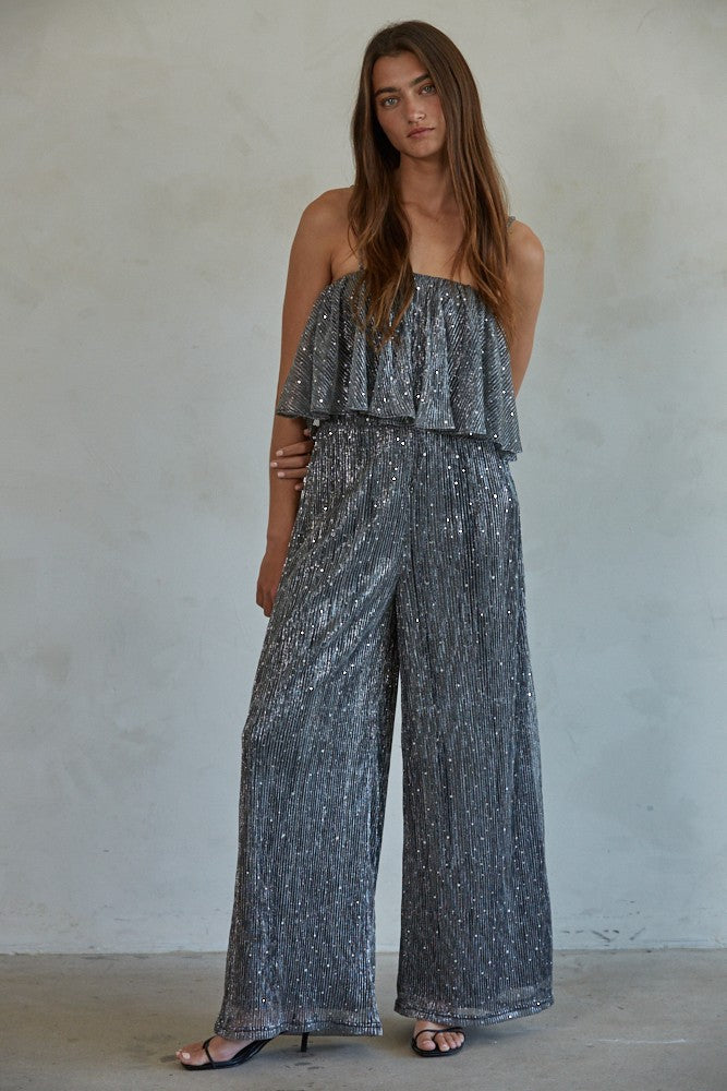 Lurex Glittery Wide Leg Pants