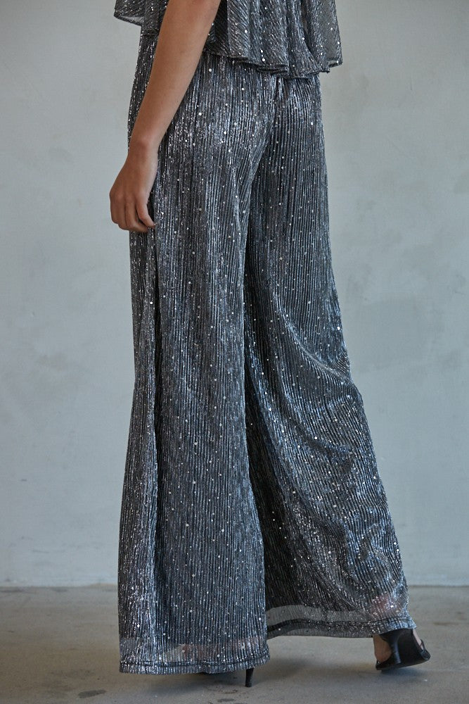 Lurex Glittery Wide Leg Pants