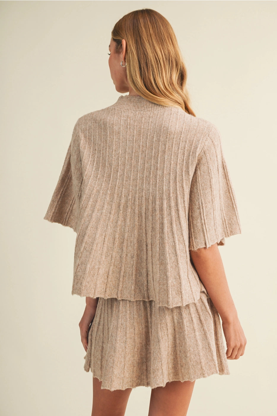 Beige Wide Knit Pullover Sweater