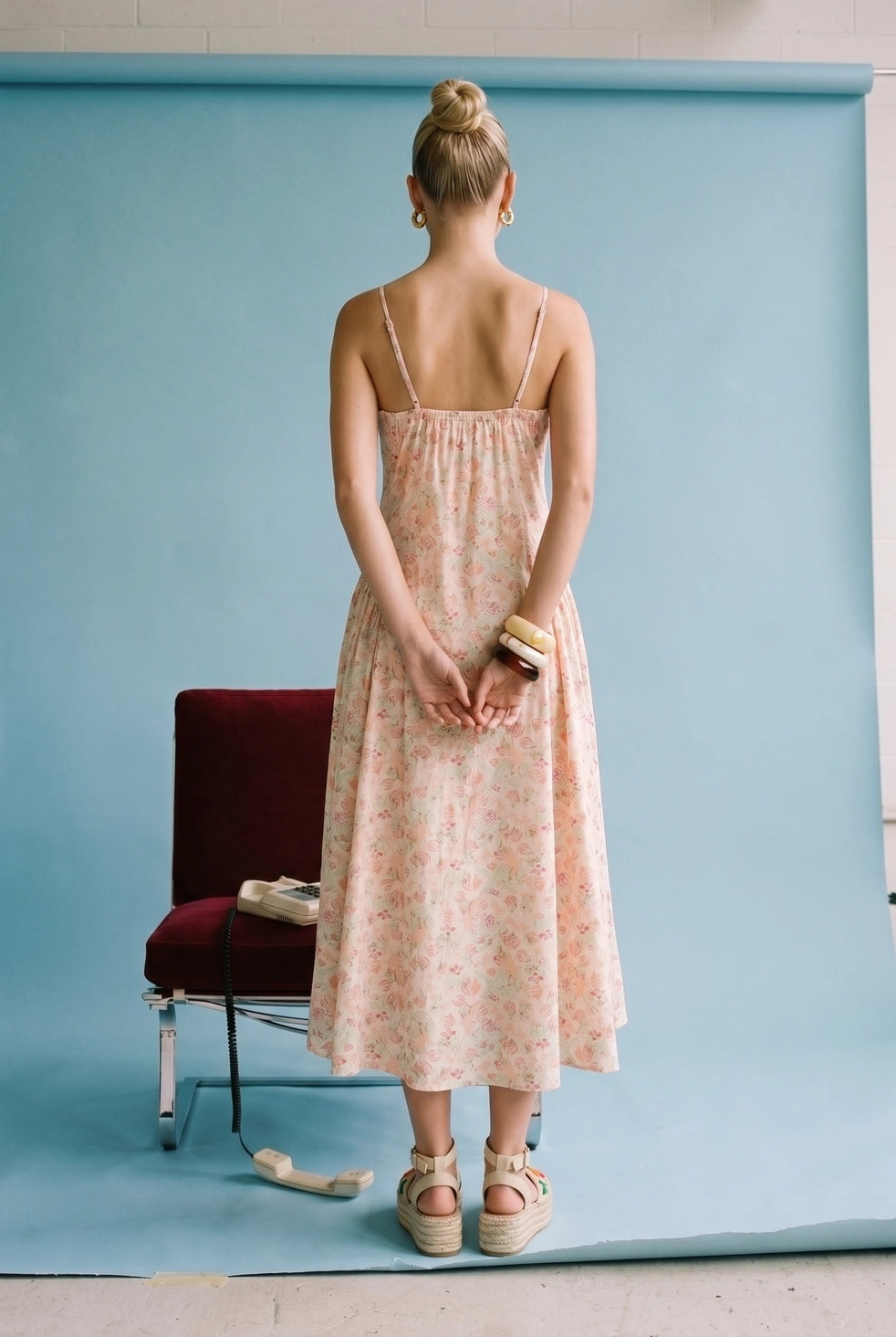 Apricot Floral Ruffle Dress