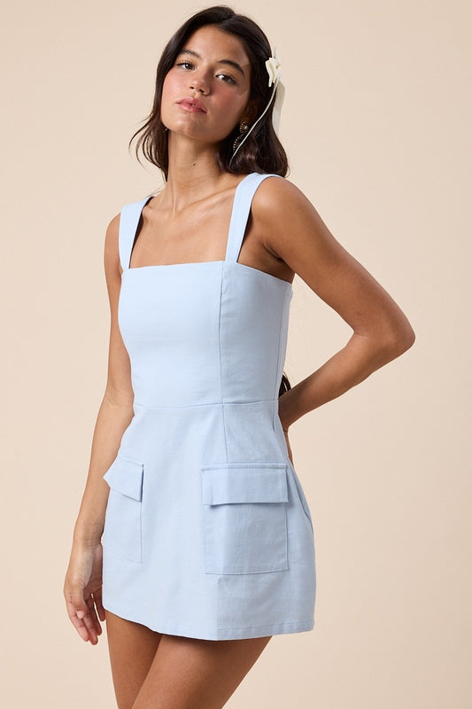 Baby Blue Square Neck Mini
