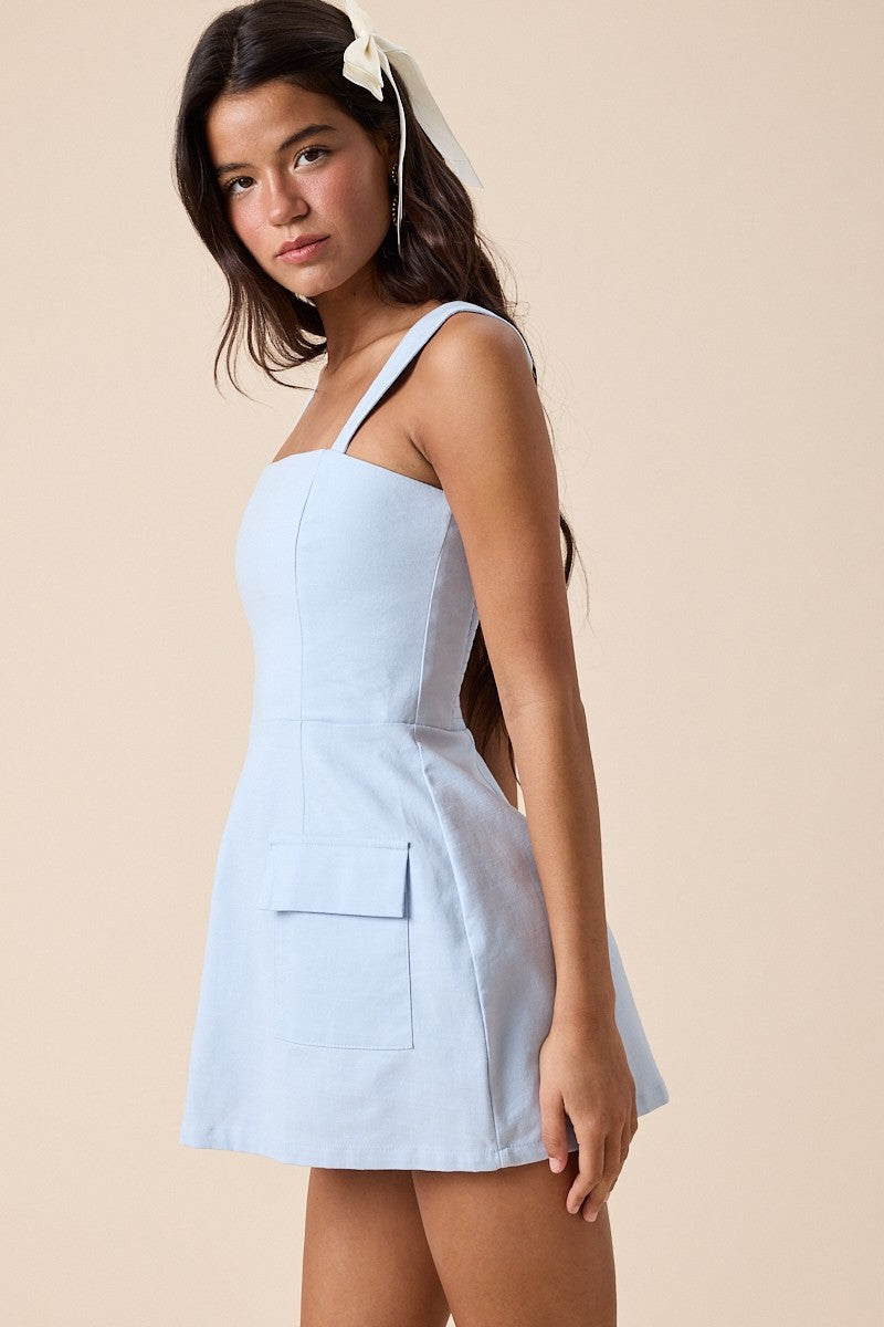 Baby Blue Square Neck Mini