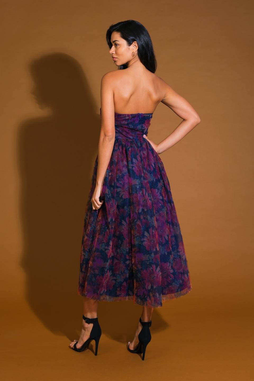 Midnight Floral Strapless Dress