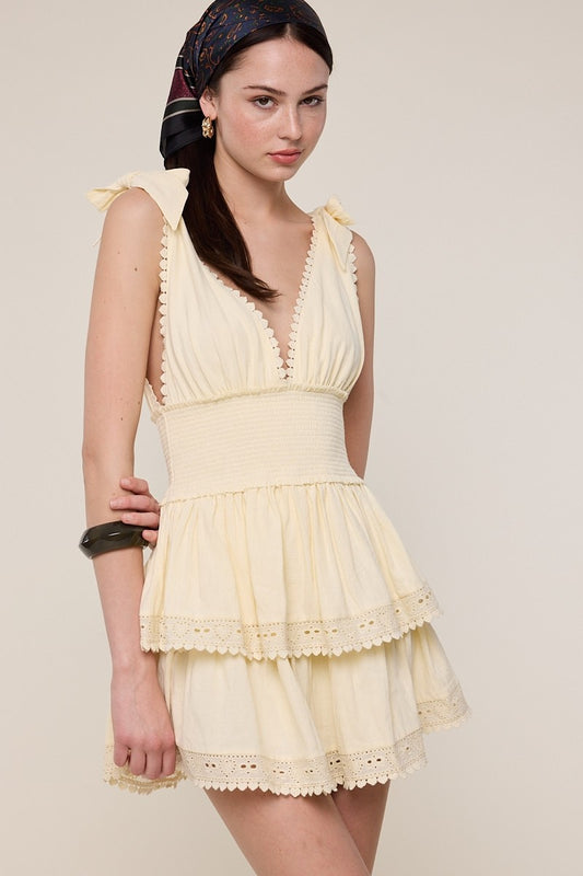 Yellow Tiered Mini Dress
