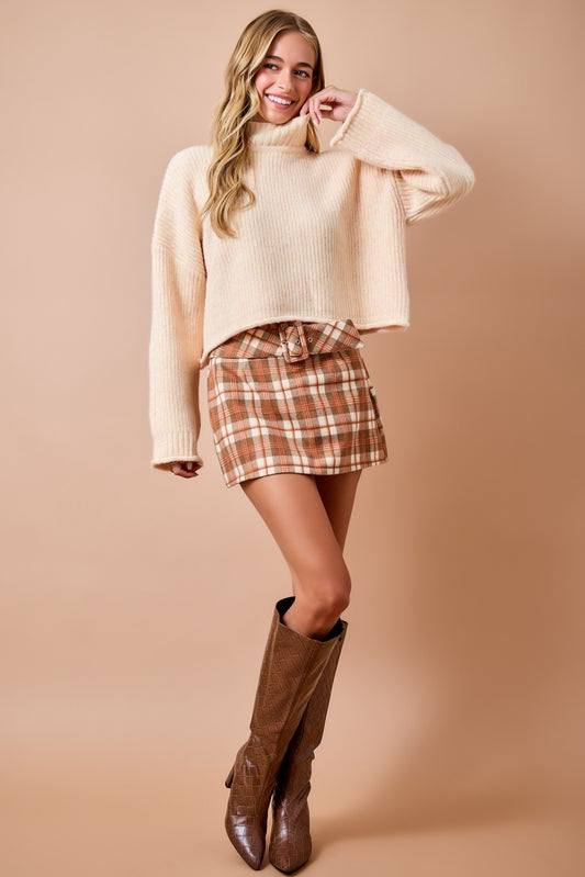 Plaid Belted Mini Skort