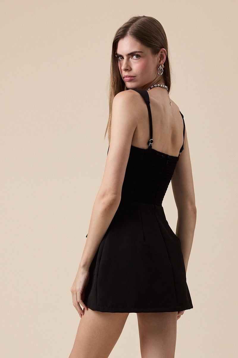Black Mini Square Neck Dress
