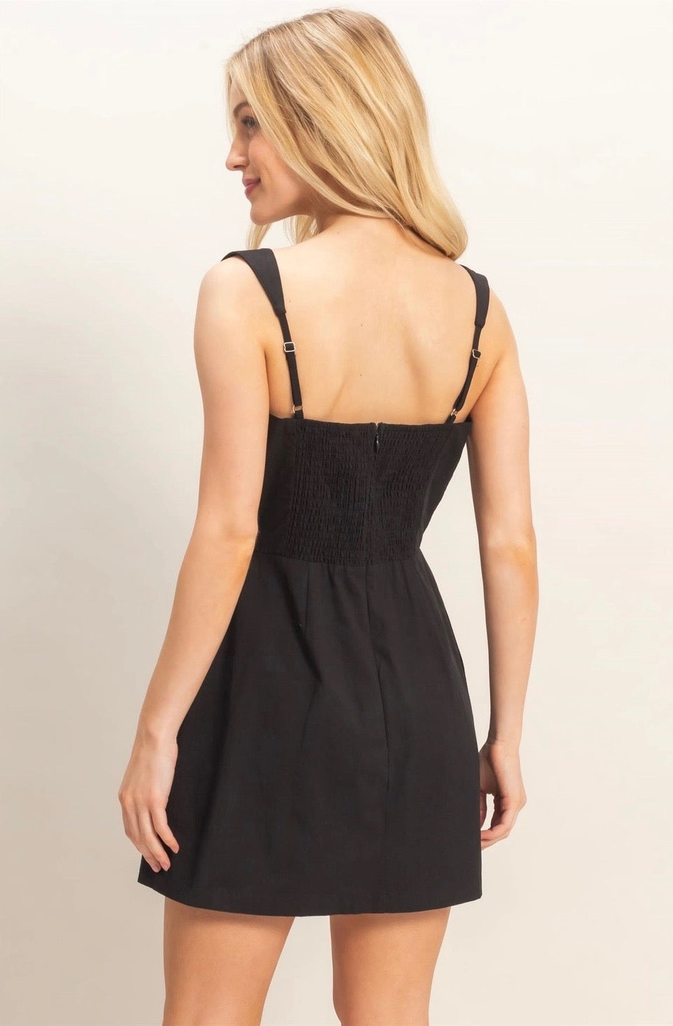 Black Square Neck Mini Dress