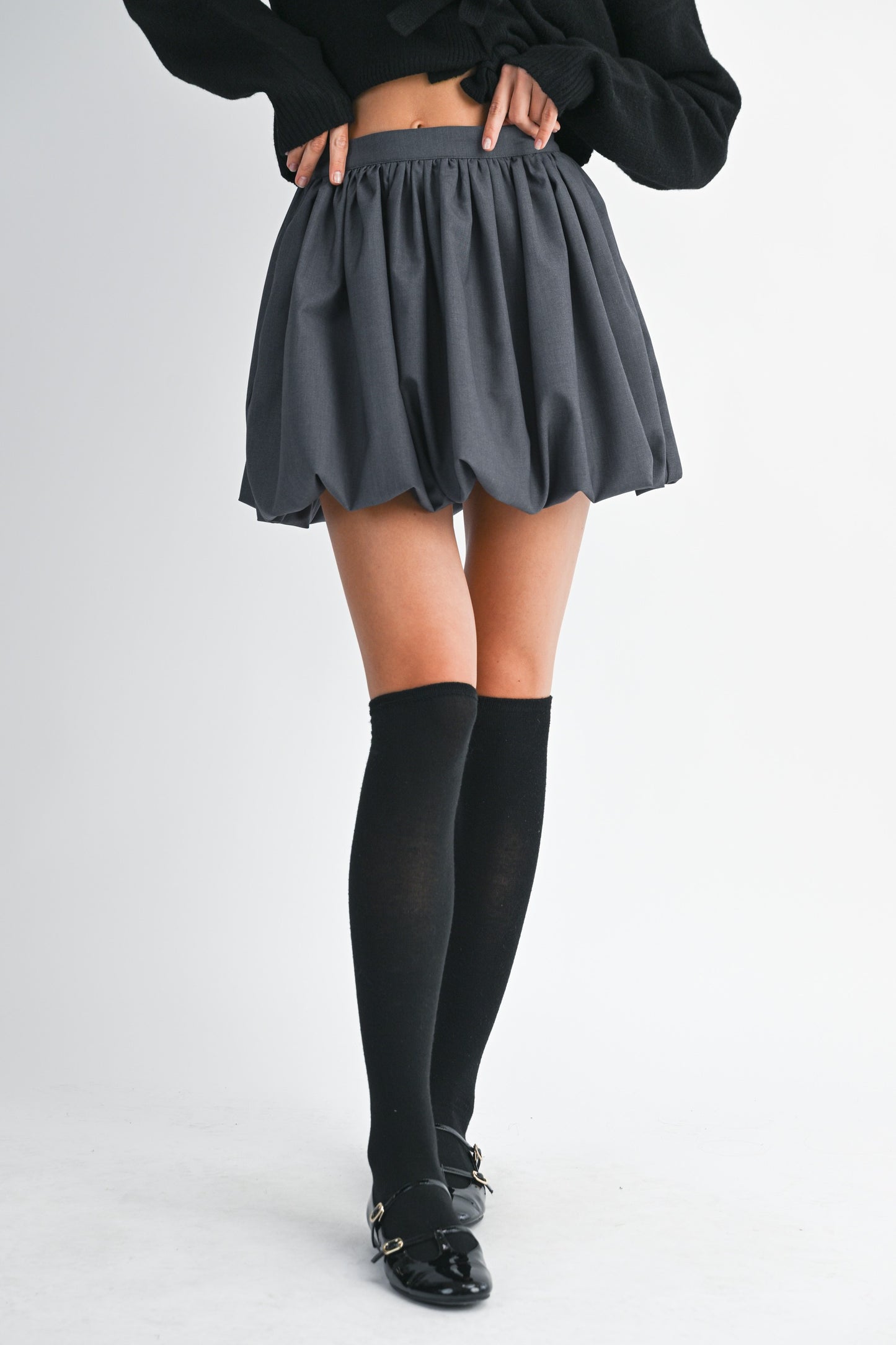 Black Bubble Hem Skirt