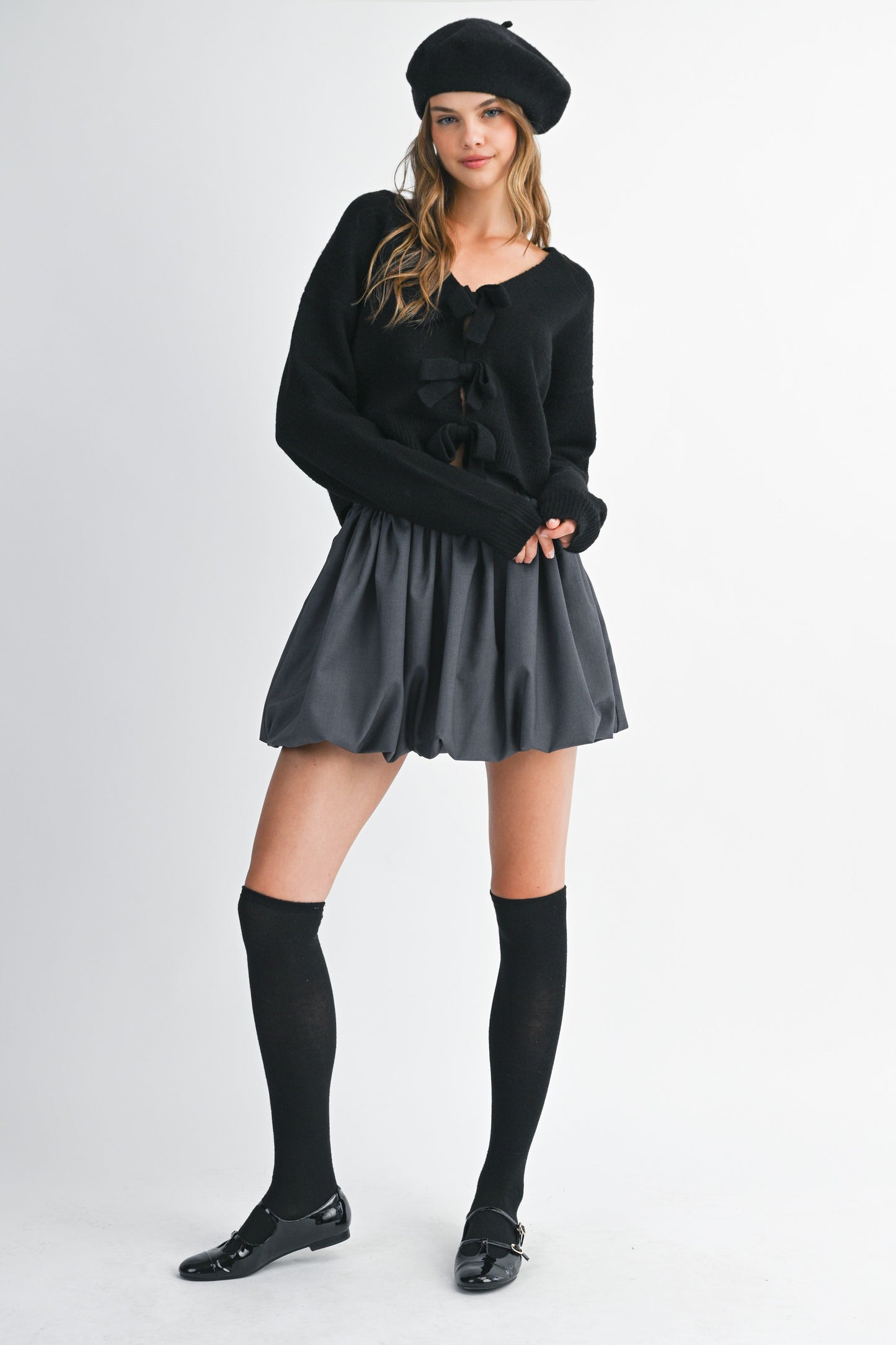Black Bubble Hem Skirt