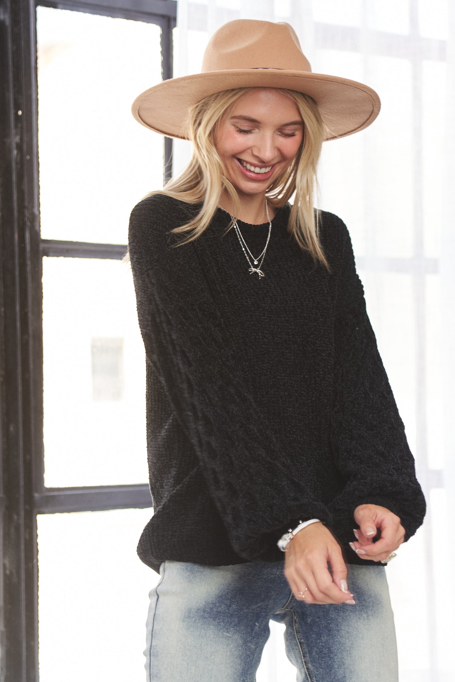 Black Chenille Sweater