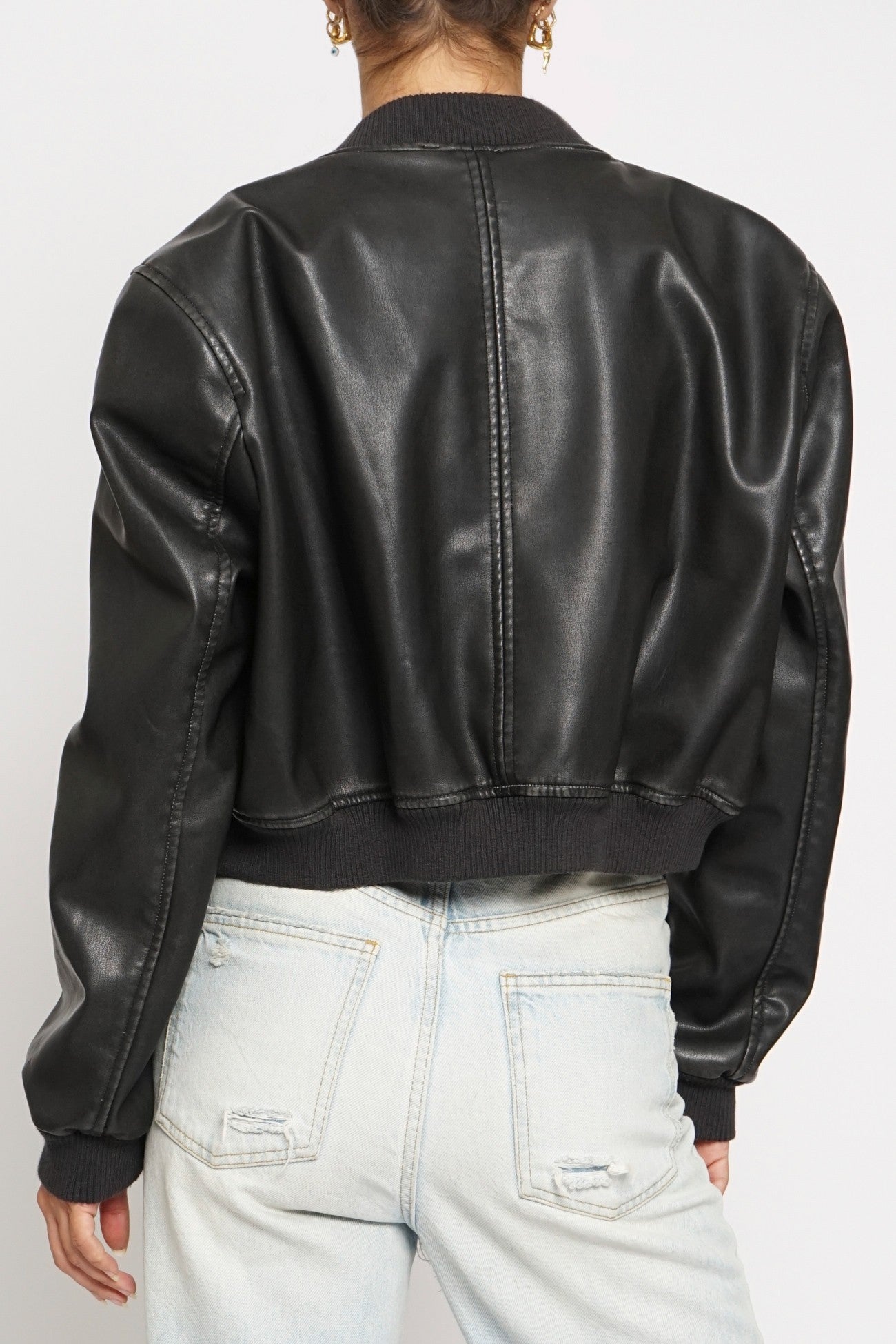 Washed PU Bomber Jacket