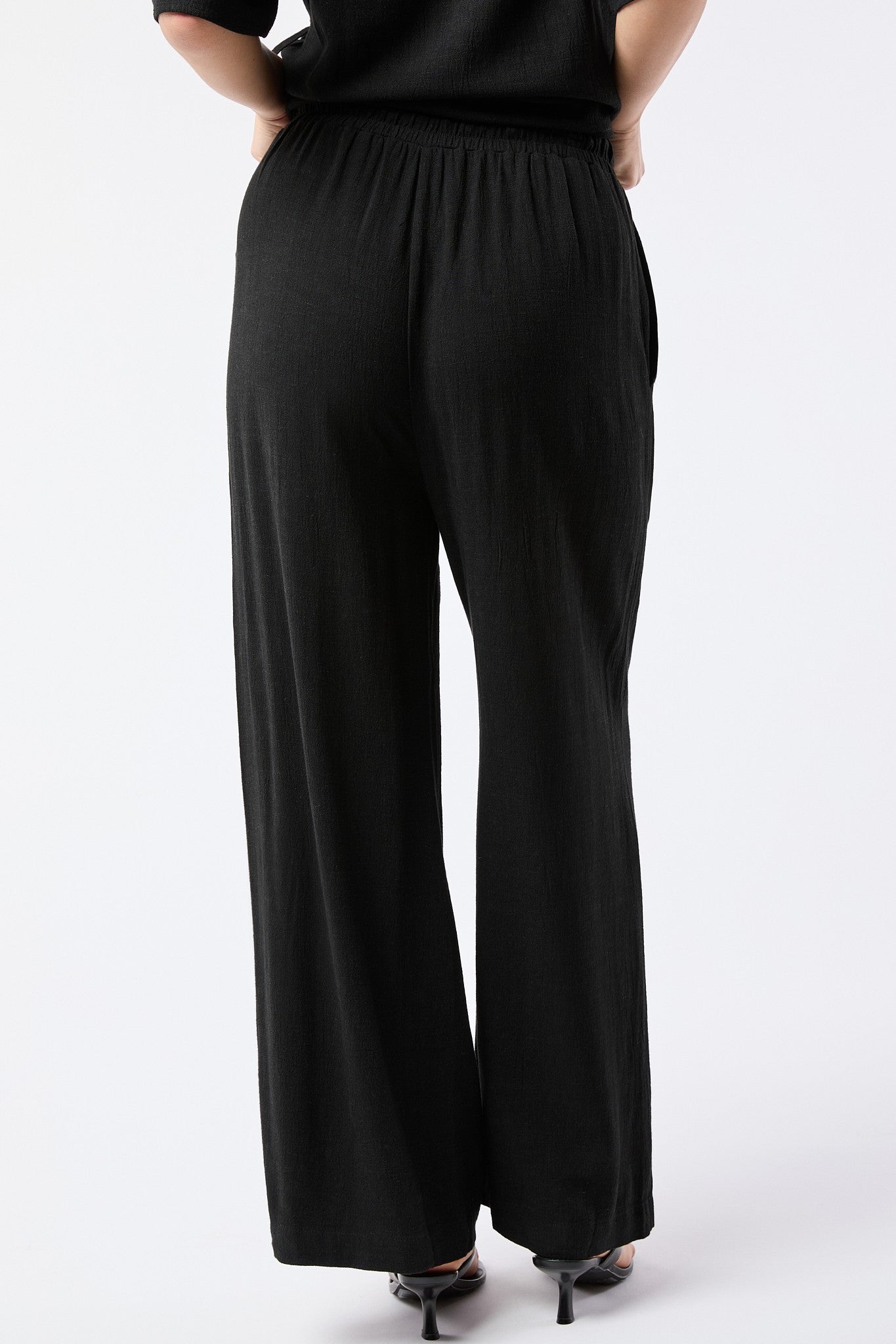 Black Drawstring Linen Pant