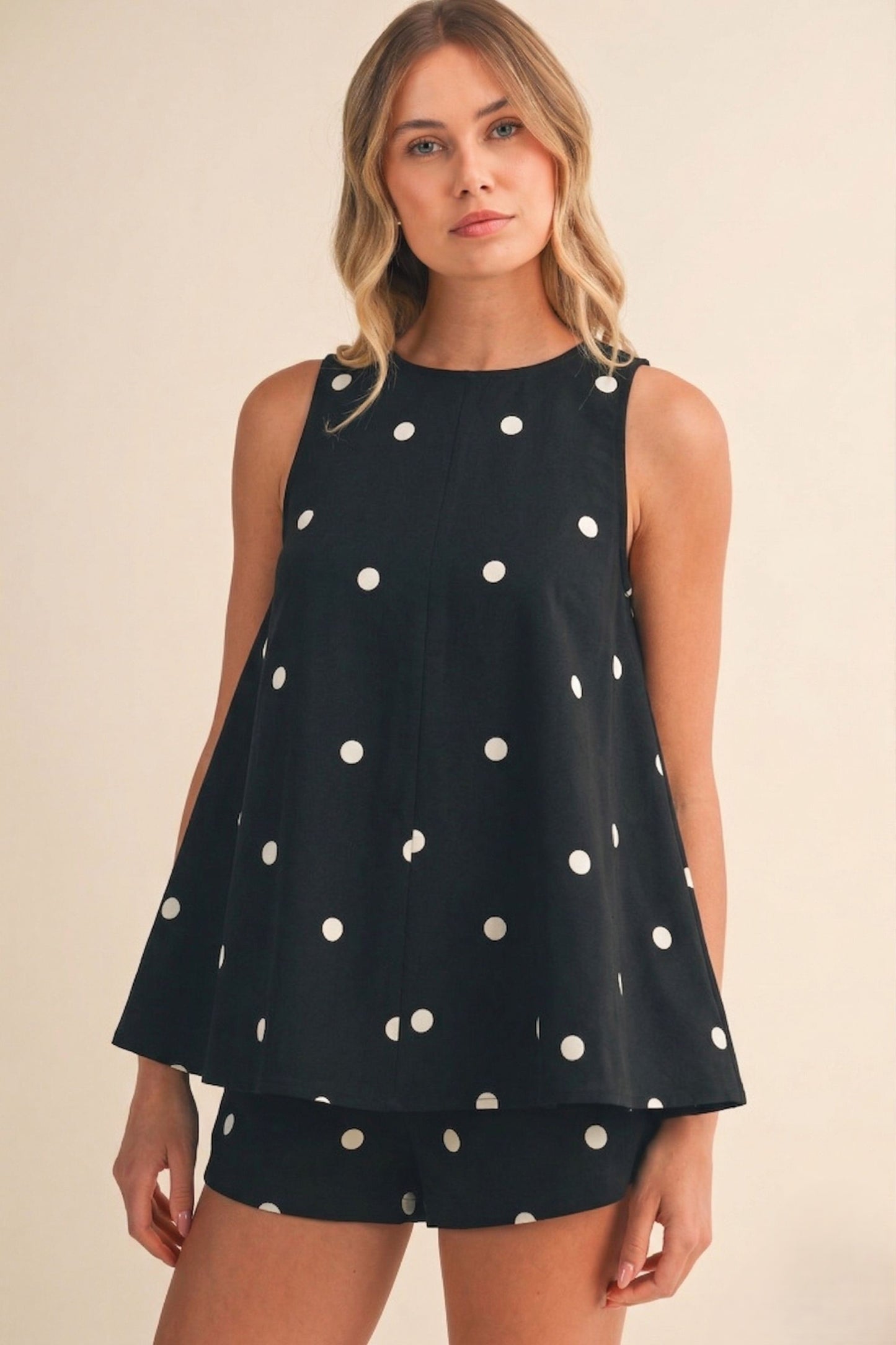 Black Denim Polka Dot Shorts