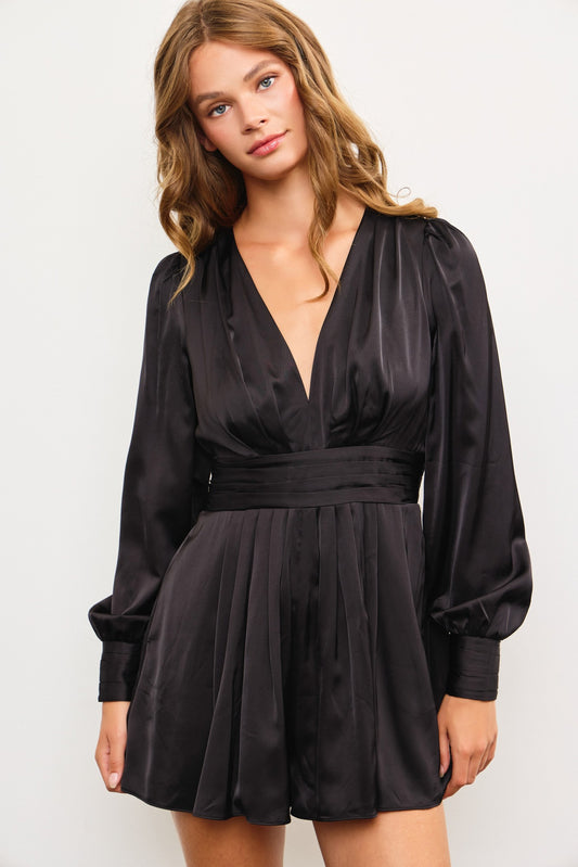 Long Sleeve Satin Romper