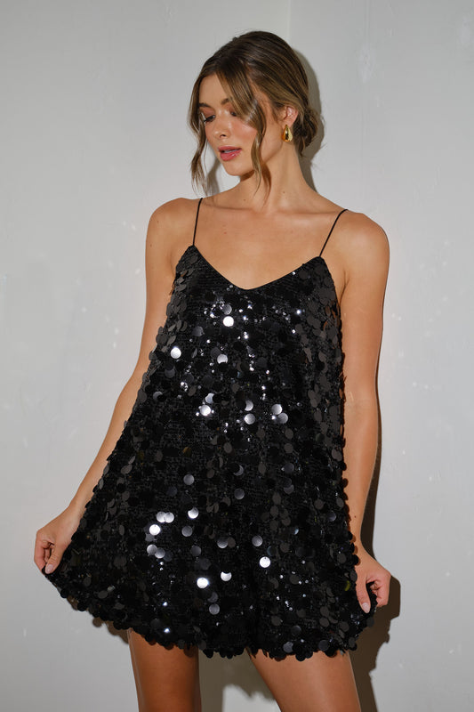 Black Sequin Mini Dress