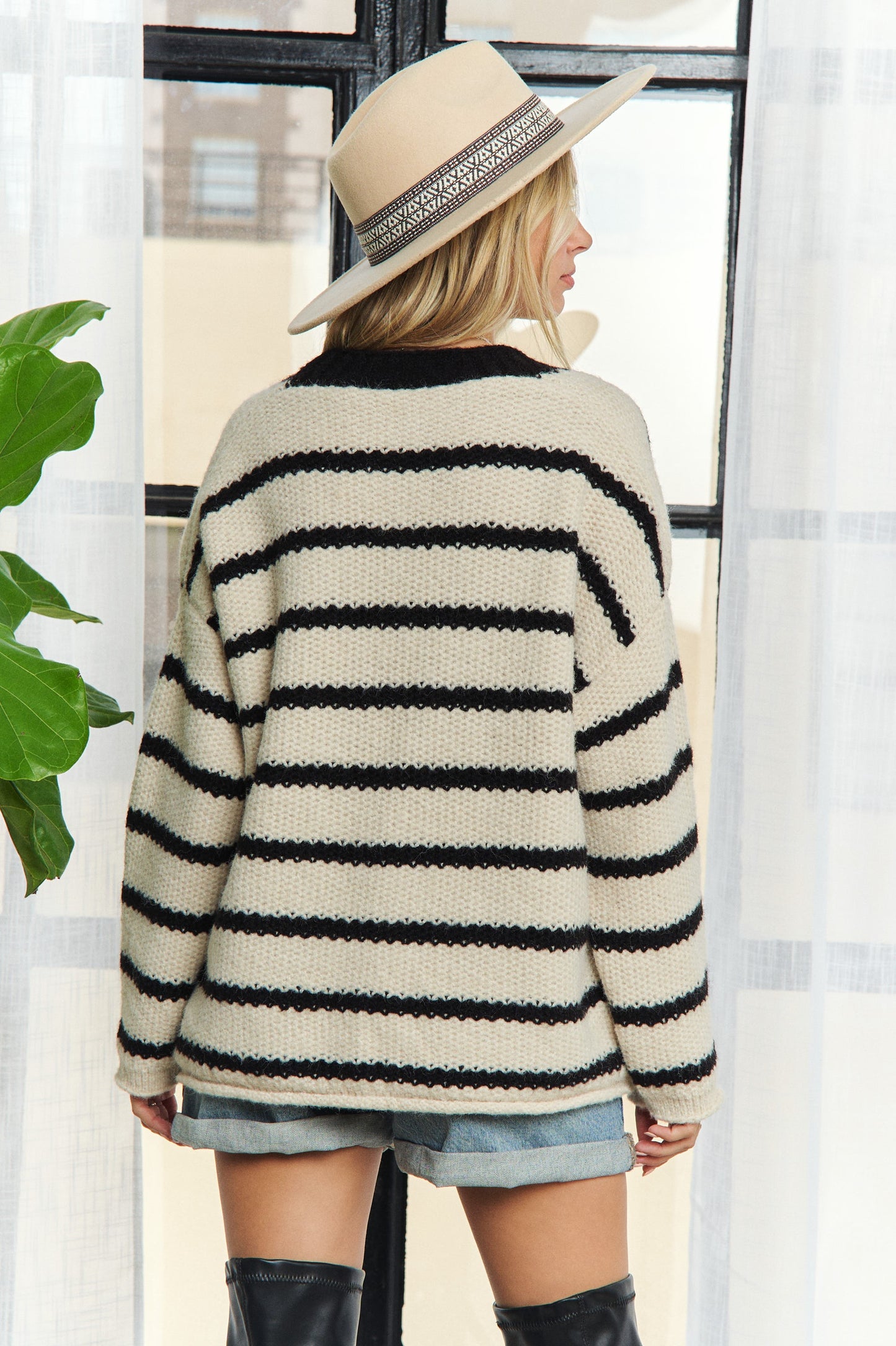 Black Stripe Cardigan