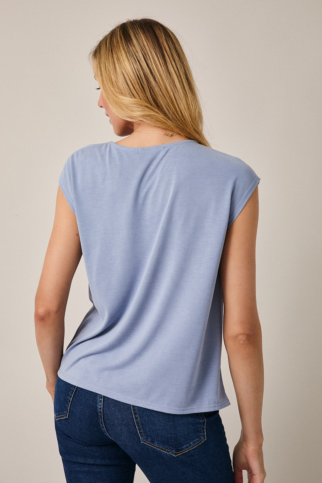 Dusty Blue Twist Front Top